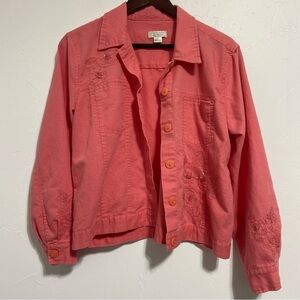 Christopher & Banks Linen Blend Lightweight Jacket Pink Salmon Women's Medium